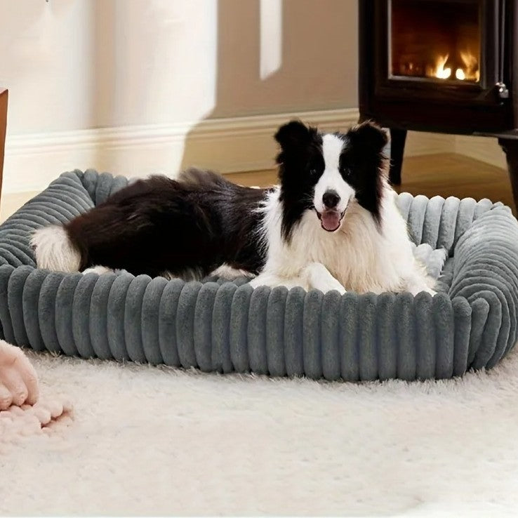 coussin pour chien moelleux gris