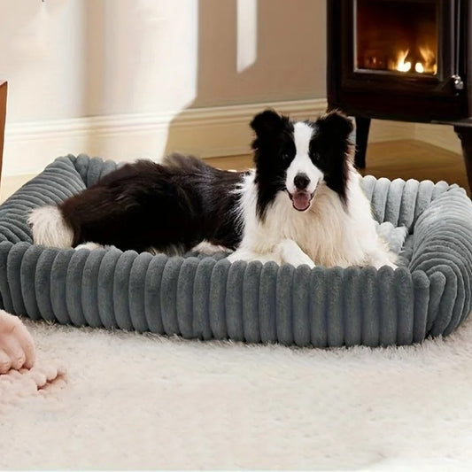 coussin pour chien moelleux gris