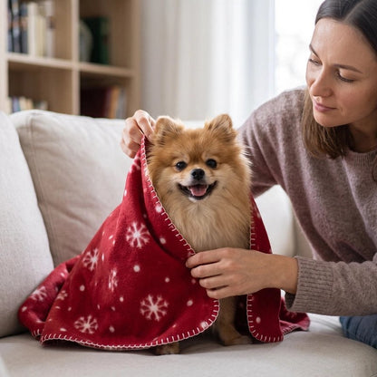 Couverture canapé chien rouge 