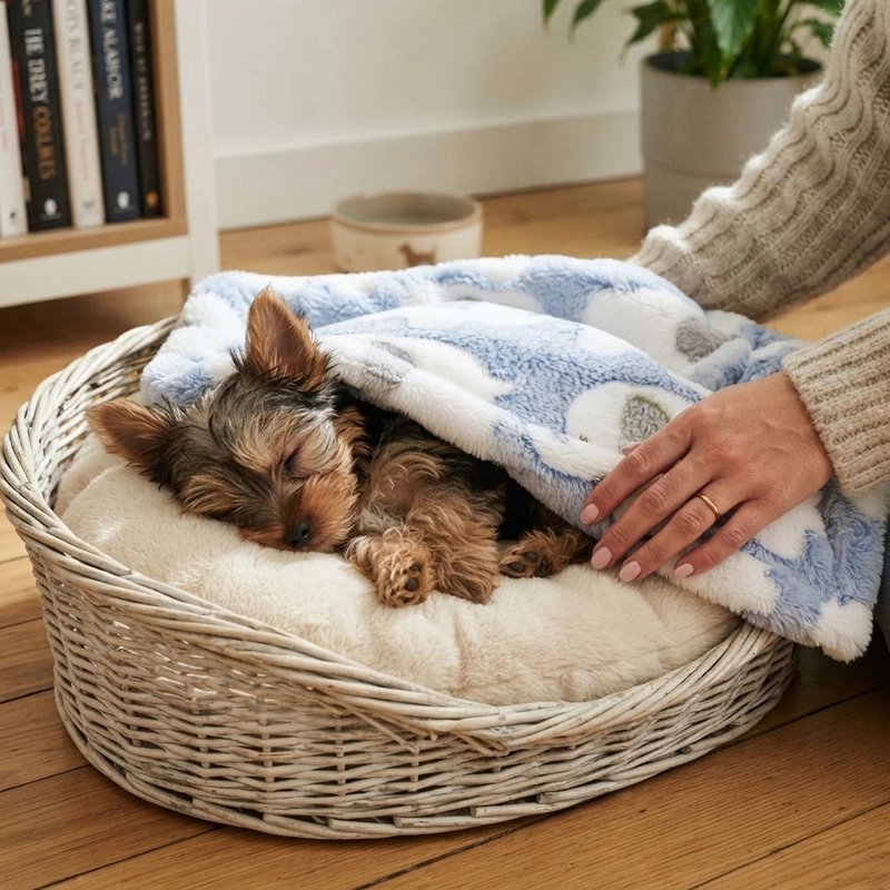 Couverture chien en flanelle bleu
