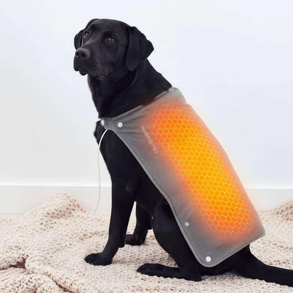 couverture chauffante chien sur le dos de toutou