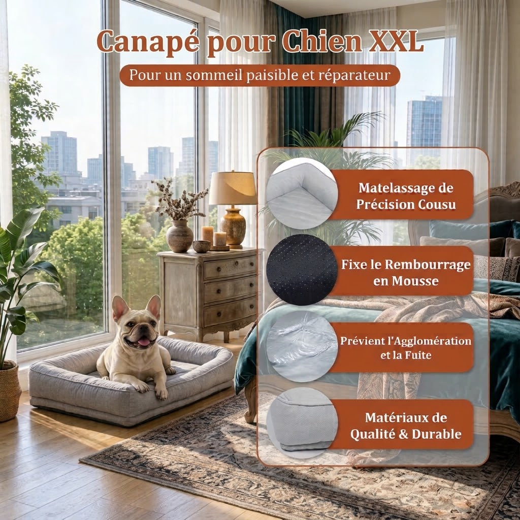 détailles de_canape pour chien xxl rembourrage en mousse