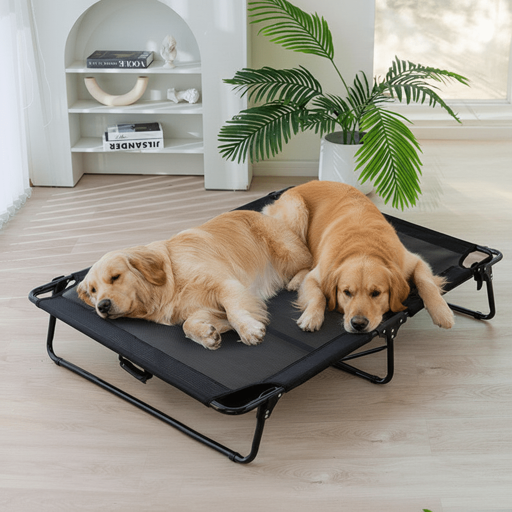 deux grand toutou sur littéralement surélevé chien