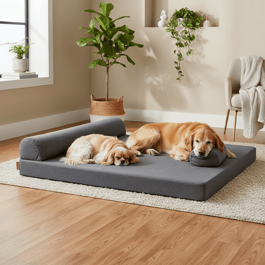 deux toutou dans coussin orthopédique pour chien imperméable