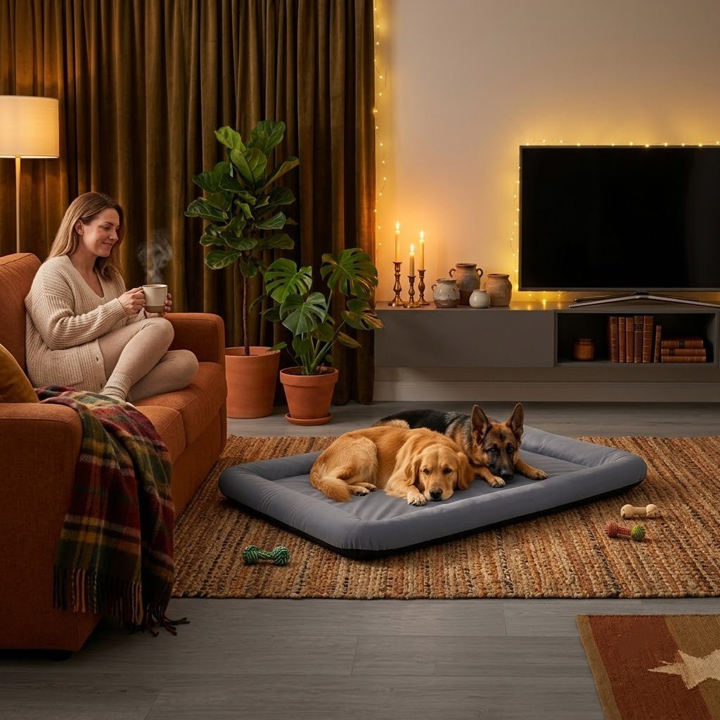 deux toutou s'allonger dans coussin imperméable pour chien en coton