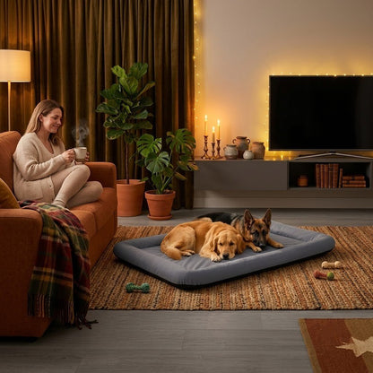 deux toutou s'allonger dans coussin imperméable pour chien en coton