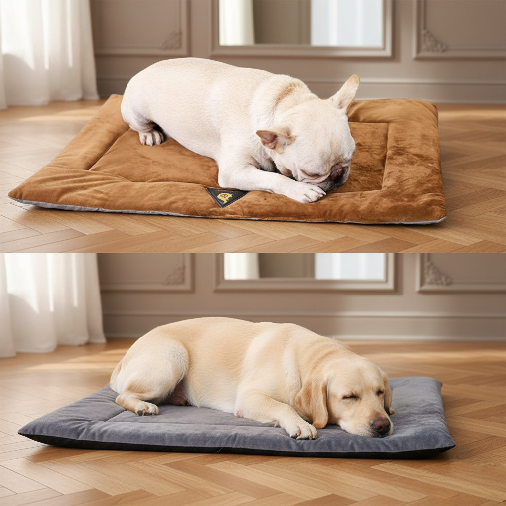 deux toutous sur coussin pour chien en polymères