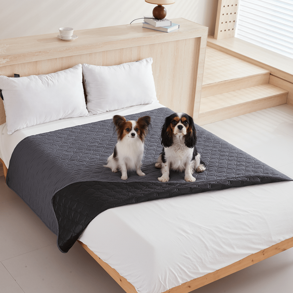 deux toutous sur couverture chien imperméable