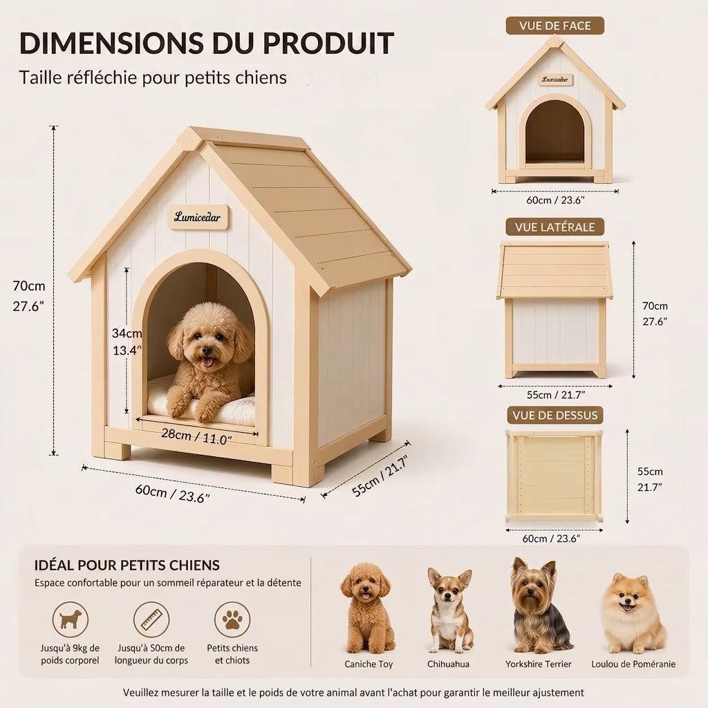 dimension de cabane d'intérieure pour chien