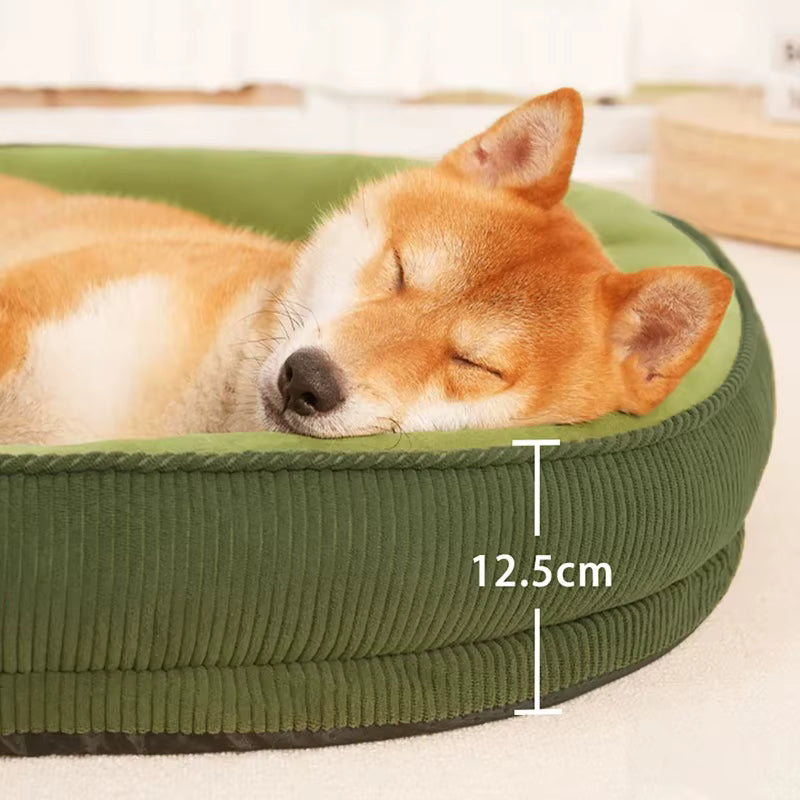 la hauteur de panier chien en velours côtelé
