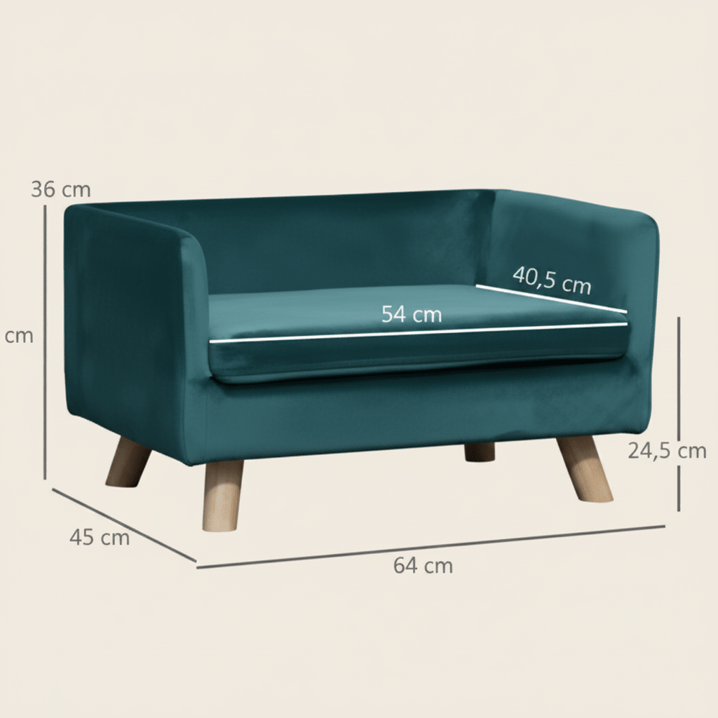les mesures de canape sur pieds en bois pour grand chien en velours 