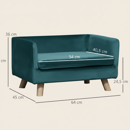 les mesures de canape sur pieds en bois pour grand chien en velours 
