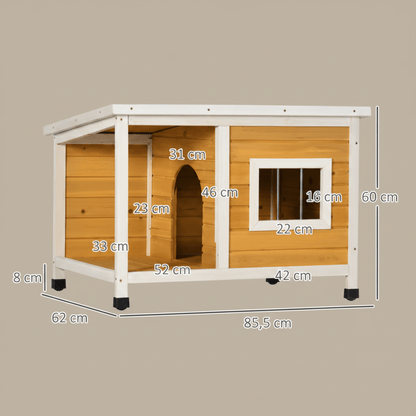 les mesures de niche pour chien toit plat avec porche 