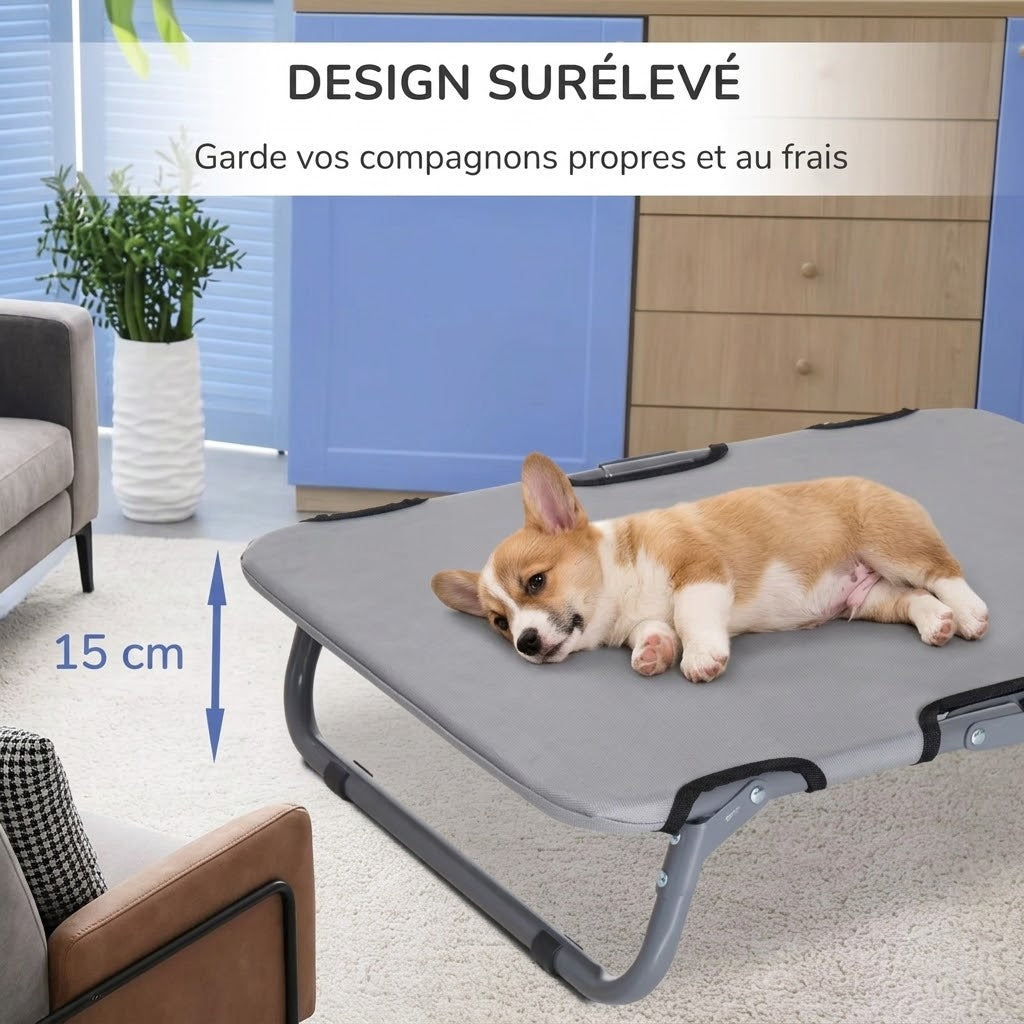 lit pliant pour chien surélevé de 15cm