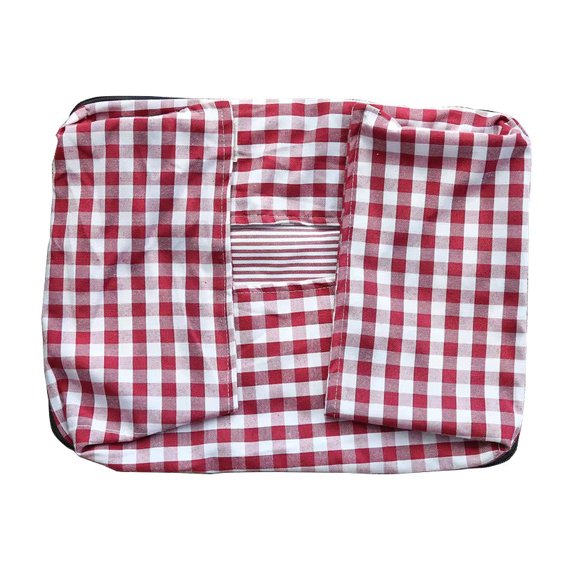 lit pour chien a carreaux rouge plier