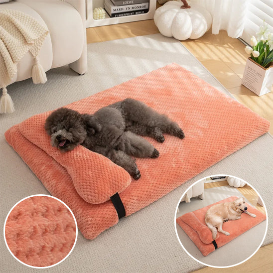 lit  pour chien confort et apaisant avec oreiller orange