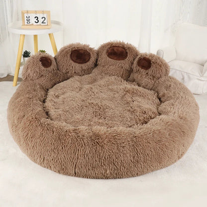 lit pour chien en peluche antidérapant couleur café