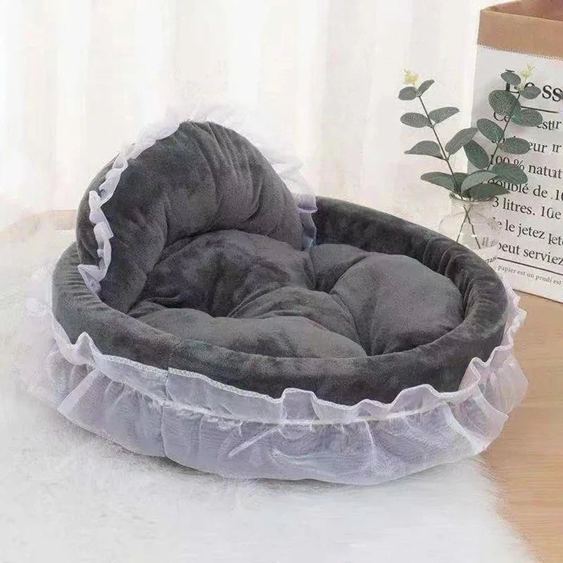 lit pour chien en peluche princesse doux gris foncé 