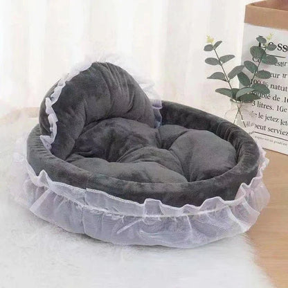 lit pour chien en peluche princesse doux gris foncé 