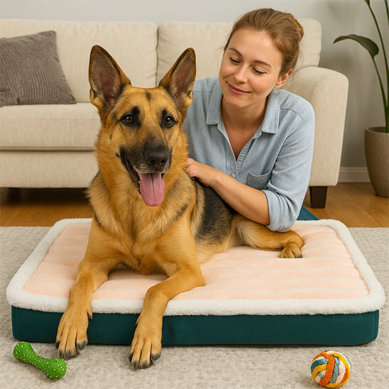 lit pour chien moelleux orthopédique beige