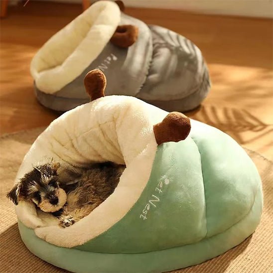 lit pour chien pantoufle gris