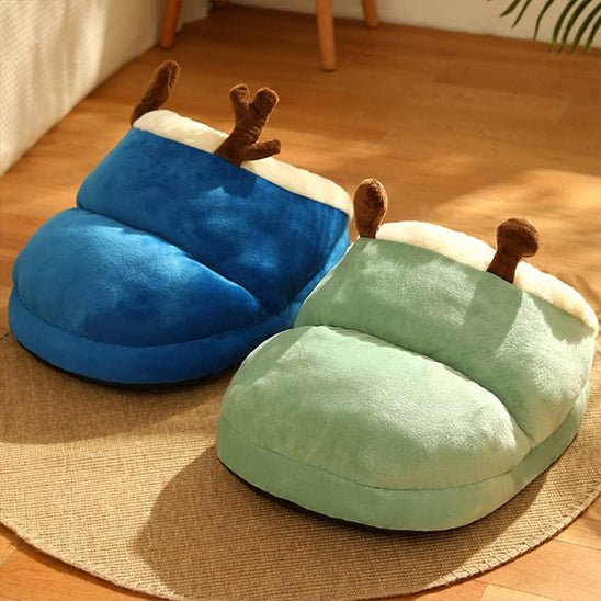 lit pour chien pantoufle vert bleu