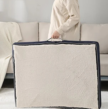 lit pour chien portable avec poigner blanc