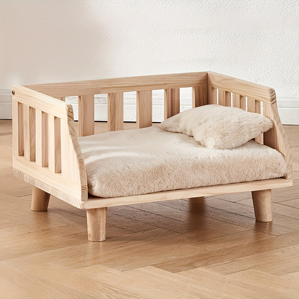 lit pour chien surélevé en bois élégant