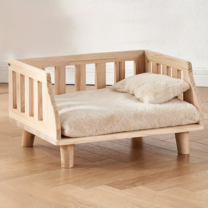 lit pour chien surélevé en bois élégant