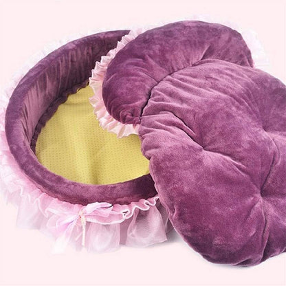 lit pour chien viole en dentelle déhoussable 