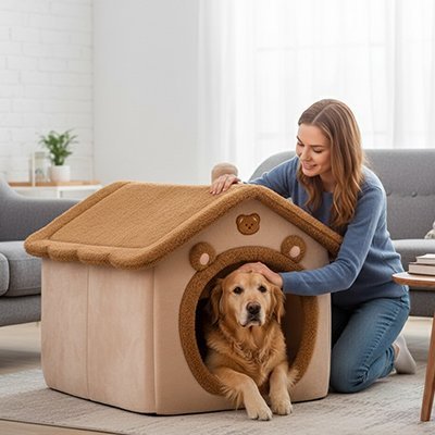 maison pour chien avec fermeture éclaire  