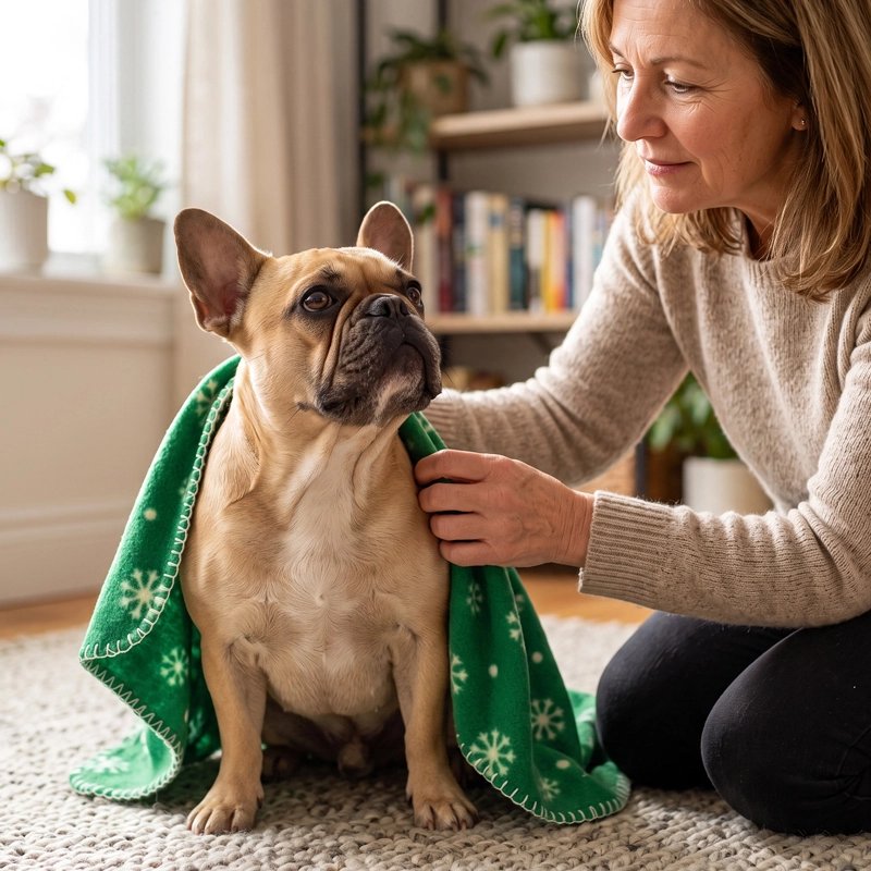 maman couvre son toutou avec Couverture canapé chien