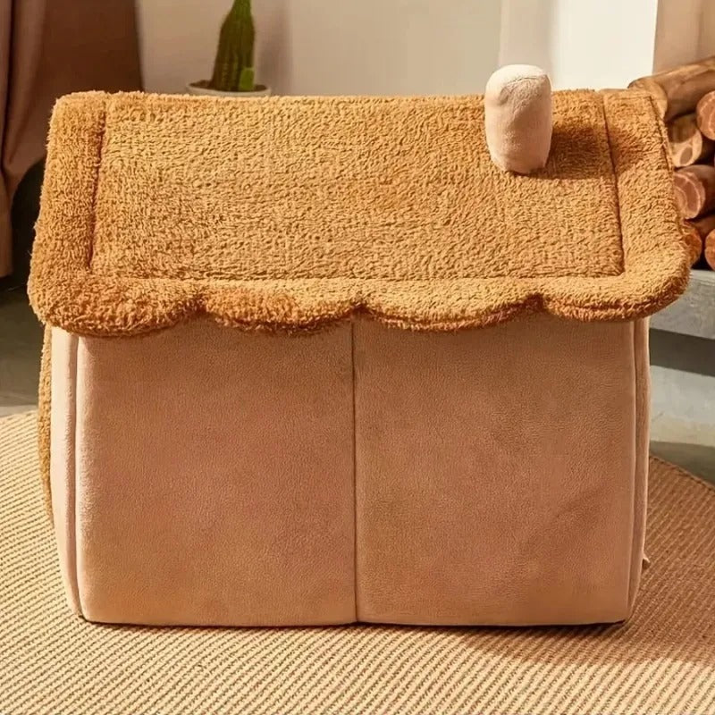 mur niche pour chien marron chemine
