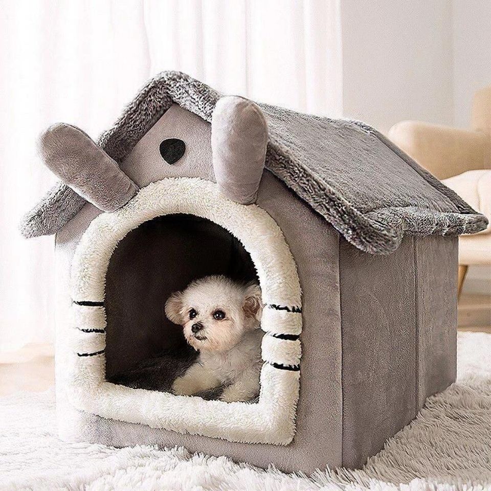 niche chien intérieur en peluche  