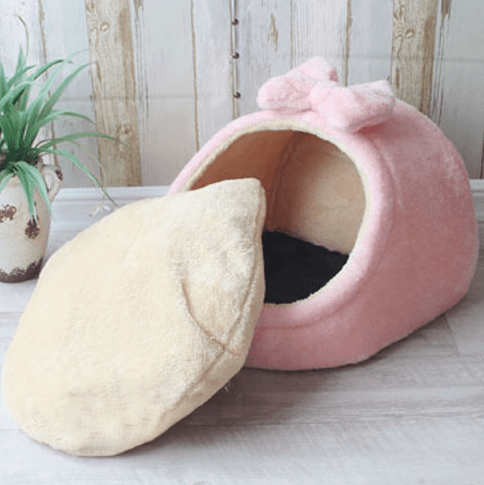 niche de chien avec coussin démontable rose