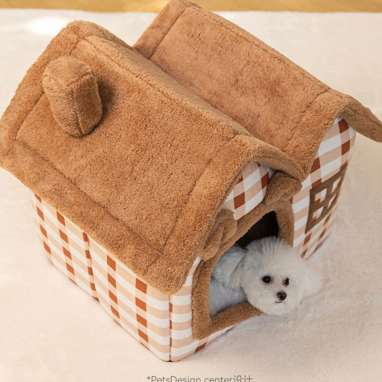 niche pour chien double toit avec cheminée