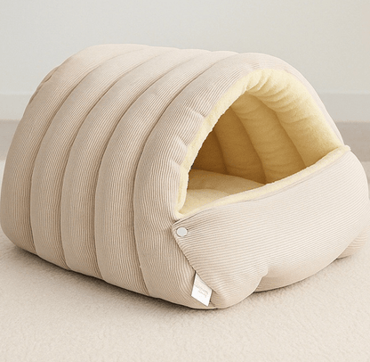 niche pour chien grotte blanche moelleuse