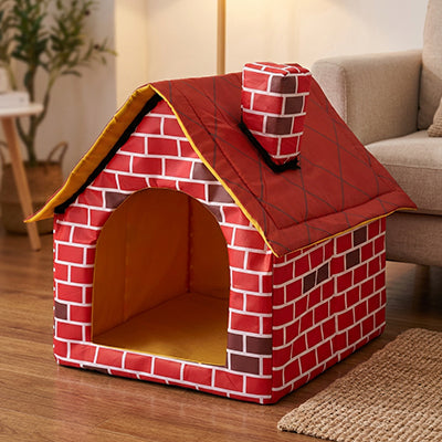 niche pour chien intérieure en brique rouge