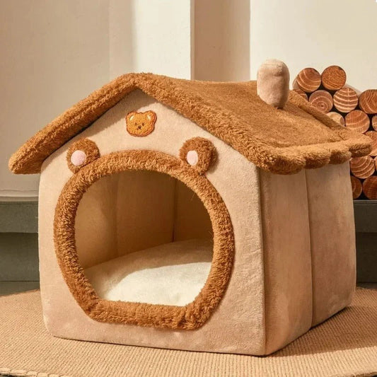 niche pour chien marron oreille forme  ours