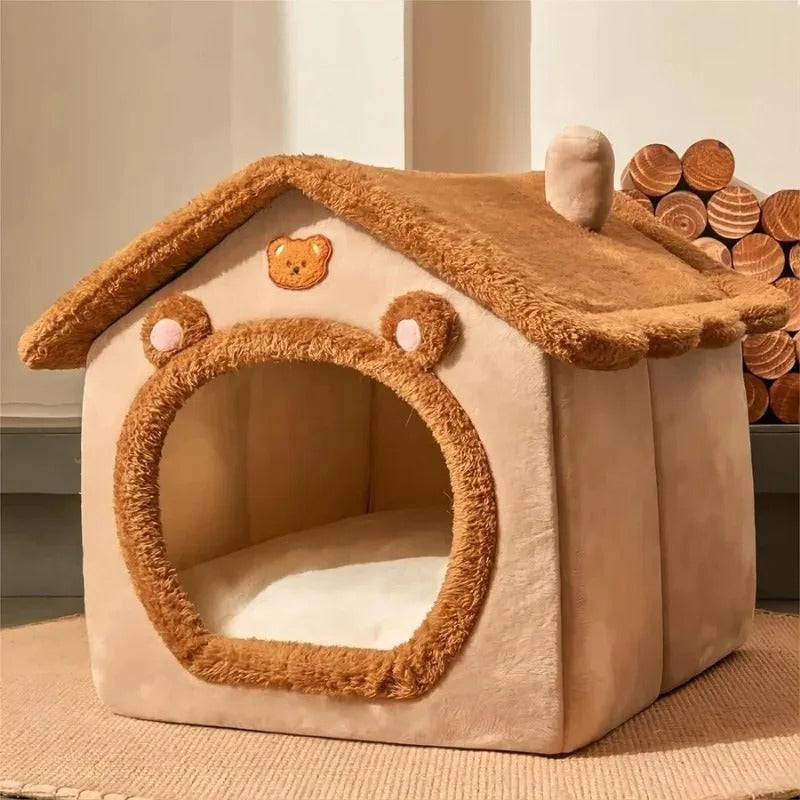 niche pour chien marron oreille ours