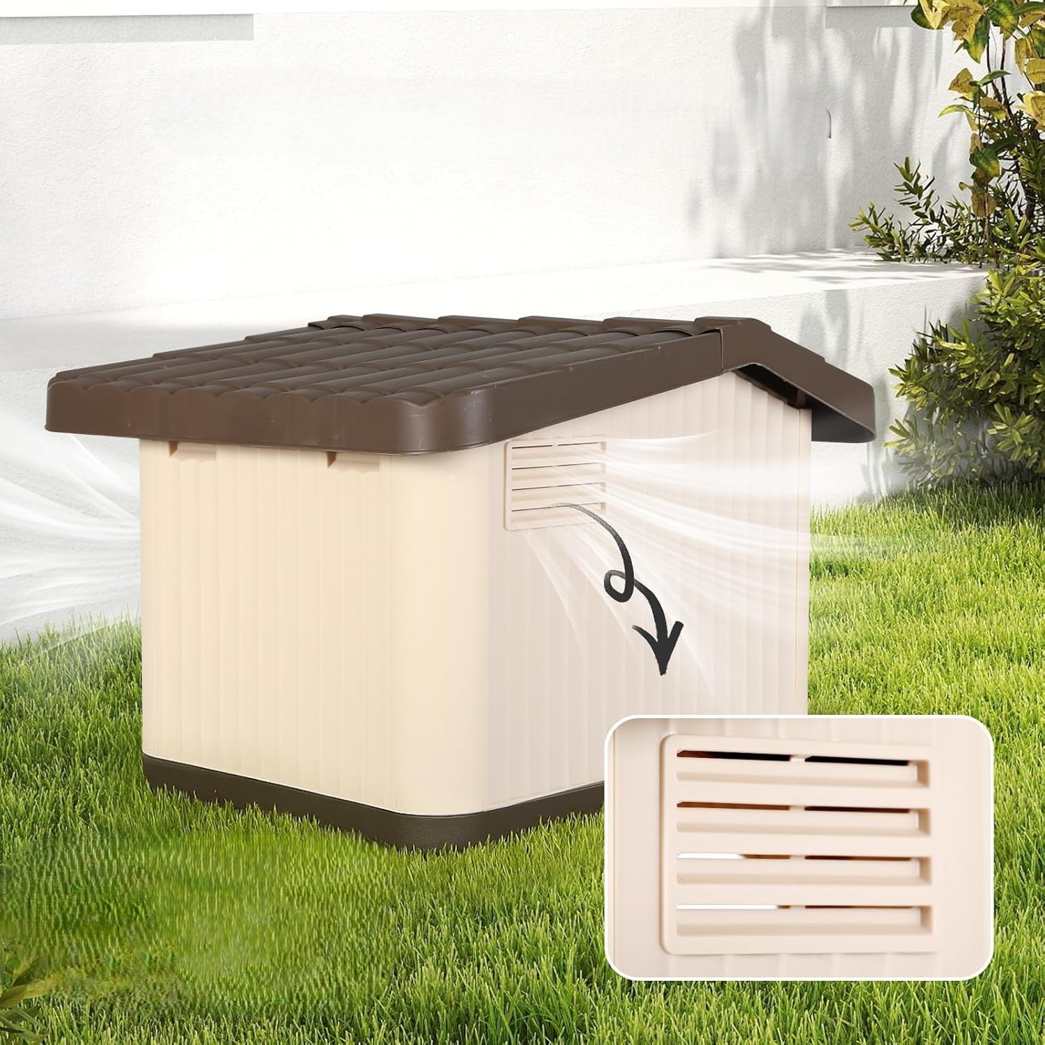 niche toit plat pour chien avec des aération