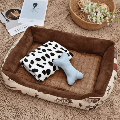 panier canape chien en peluche doux marron