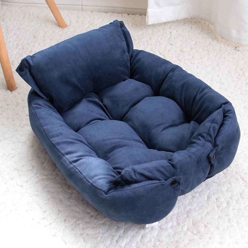 panier chien couchage premium bleu