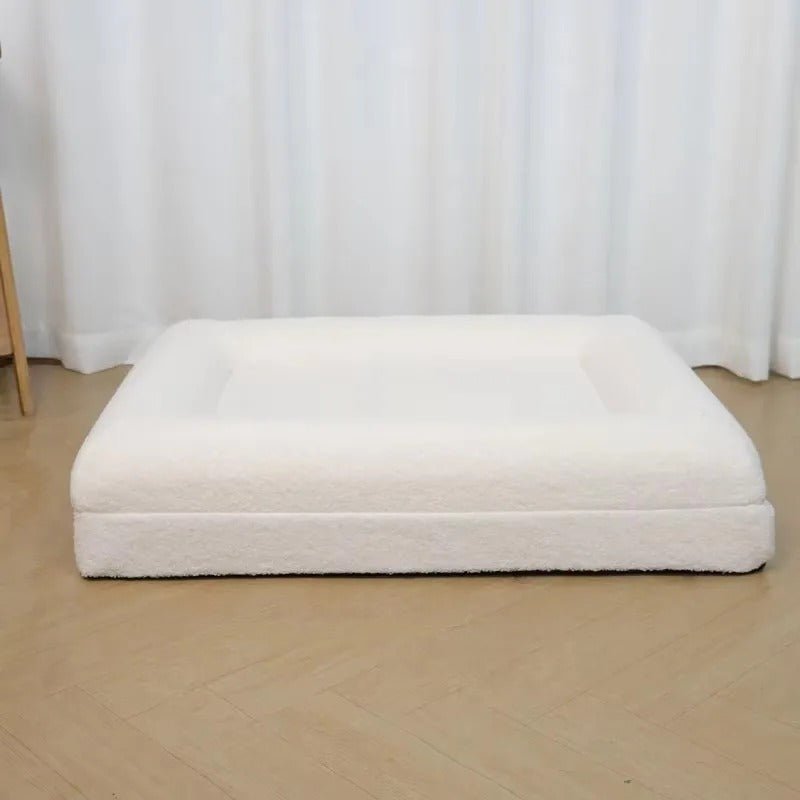 panier chien de luxe en memoire de forme  blanc
