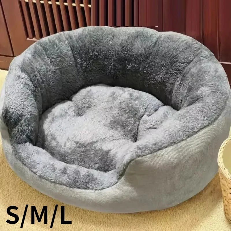 panier chien moelleux douillet gris