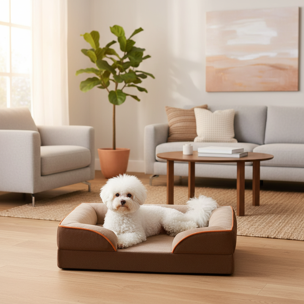 panier chien orthopédique doux marron