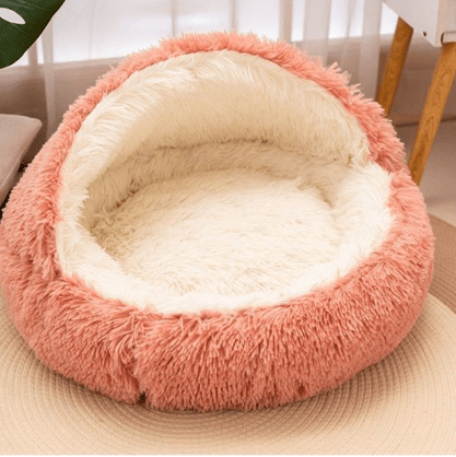 panier igloo pour chien respirante rose