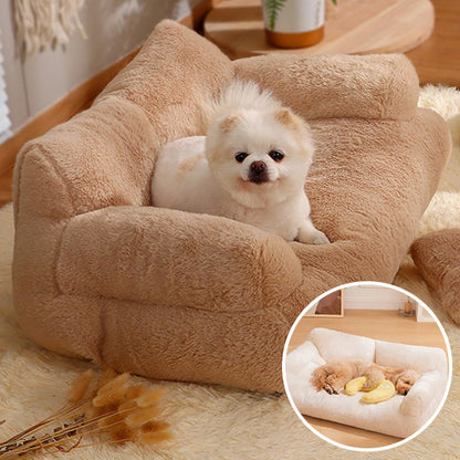 panier pour chien canape marron en cercle beige