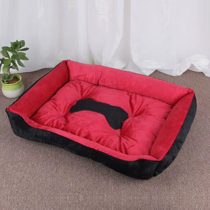 panier pour chien doux en peluche rouge