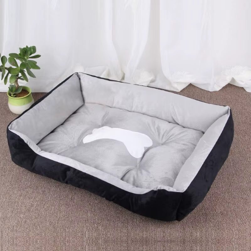 panier pour chien en polaire douce noir